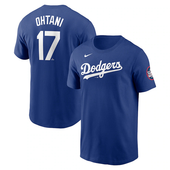 Men's Los Angeles Dodgers #17 Shohei Ohtani Royal 2025 Gold Collection Name & Number T-Shirt Men's Los Angeles Dodgers #17 Shohei Ohtani Royal 2025 Gold Collection Name & Number T-Shirt