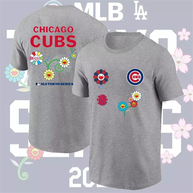 Men's Chicago Cubs Grey 2025 Tokyo Series T-Shirt Men's Chicago Cubs Grey 2025 Tokyo Series T-Shirt