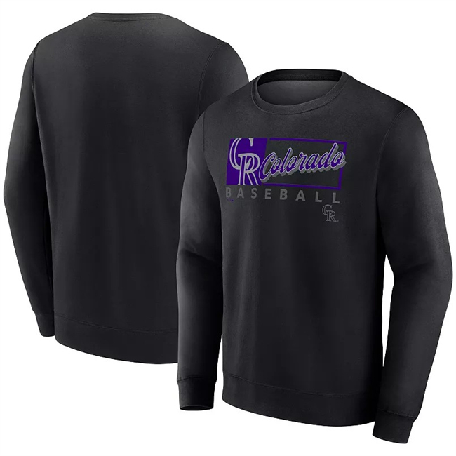 Men's Colorado Rockies Black Focus Fleece Pullover Sweatshirt Men's Colorado Rockies Black Focus Fleece Pullover Sweatshirt