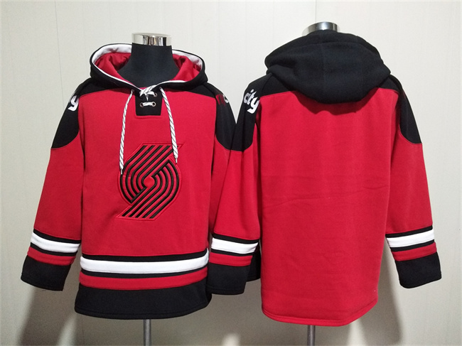 Men's Portland Trail Blazers Blank Red Lace-Up Pullover Hoodie Men's Portland Trail Blazers Blank Red Lace-Up Pullover Hoodie