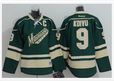 Youth NHL Minnesota Wild #9 Mikko Koivu Green Stitched Jersey