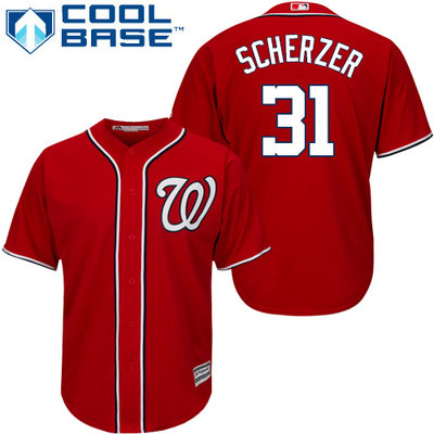 Nationals #31 Max Scherzer Red Cool Base Stitched Youth MLB Jersey Nationals #31 Max Scherzer Red Cool Base Stitched Youth MLB Jersey