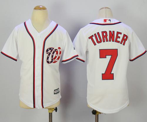 Nationals #7 Trea Turner White Cool Base Stitched Youth MLB Jersey Nationals #7 Trea Turner White Cool Base Stitched Youth MLB Jersey