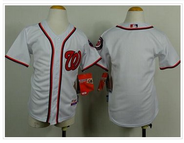 Youth MLB Nationals Blank White Cool Base Baseball Jersey