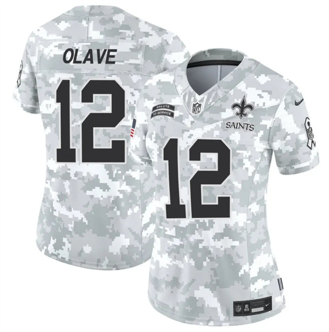 Women's New Orleans Saints #12 Chris Olave 2024 F.U.S.E Arctic Camo Salute To Service Limited Stitched Football Jersey(Run Small) Women's New Orleans Saints #12 Chris Olave 2024 F.U.S.E Arctic Camo Salute To Service Limited Stitched Football Jersey(Run Small)