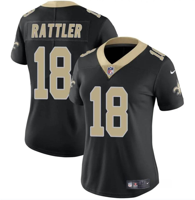 Women's New Orleans Saints #18 Spencer Rattler Black Vapor Stitched Game Jersey(Run Small) Women's New Orleans Saints #18 Spencer Rattler Black Vapor Stitched Game Jersey(Run Small)