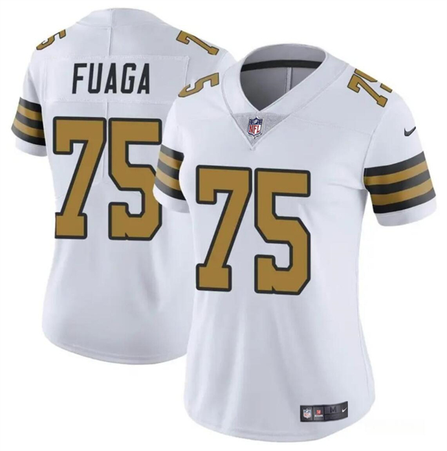 Women's New Orleans Saints #75 Taliese Fuaga White 2024 Draft Color Rush Stitched Game Jersey(Run Small) Women's New Orleans Saints #75 Taliese Fuaga White 2024 Draft Color Rush Stitched Game Jersey(Run Small)