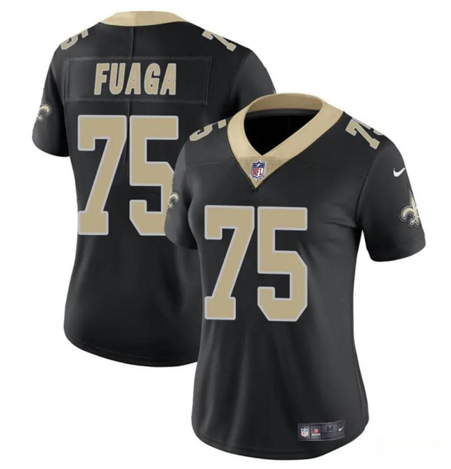 Women's New Orleans Saints #75 Taliese Fuaga Black 2024 Draft Vapor Stitched Game Jersey(Run Small) Women's New Orleans Saints #75 Taliese Fuaga Black 2024 Draft Vapor Stitched Game Jersey(Run Small)