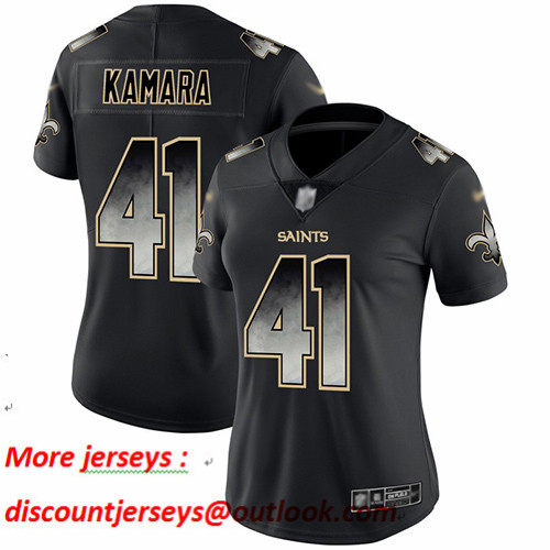 Saints #41 Alvin Kamara Black Women's Stitched Football Vapor Untouchable Limited Smoke Fashion Jersey Saints #41 Alvin Kamara Black Women's Stitched Football Vapor Untouchable Limited Smoke Fashion Jersey