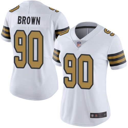 Saints #90 Malcom Brown White Women's Stitched Football Limited Rush Jersey Saints #90 Malcom Brown White Women's Stitched Football Limited Rush Jersey