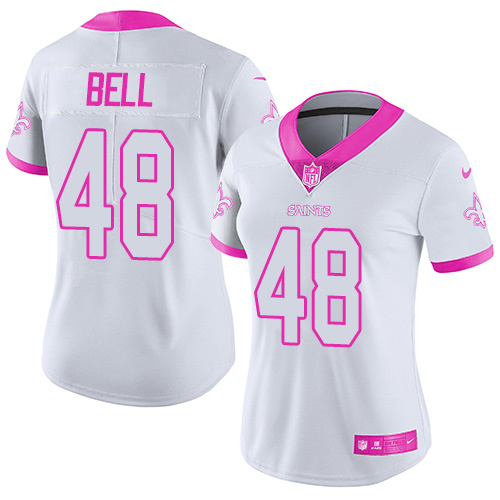 Nike Saints #48 Vonn Bell White Pink Women's Stitched NFL Limited Rush Fashion Jersey Nike Saints #48 Vonn Bell White Pink Women's Stitched NFL Limited Rush Fashion Jersey