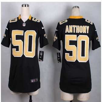 Women New Saints #50 Stephone Anthony Black Team Color Stitched NFL Elite jersey Women New Saints #50 Stephone Anthony Black Team Color Stitched NFL Elite jersey