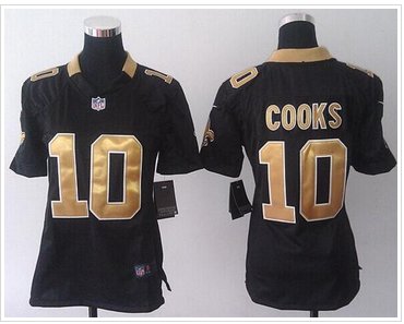 Women's NEW Saints #10 Brandin Cooks Black Team Color NFL Elite Jersey