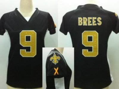 Women NEW New Orleans Saints 9 Brees Black Womens Draft Him II Top Jerseys