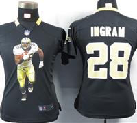Women Nike New Orleans Saints 28 Ingram Black Portrait Fashion Game Jerseys
