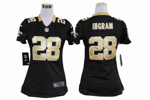 Womens Nike New Orleans Saints 28 Ingram Black Nike NFL Jerseys