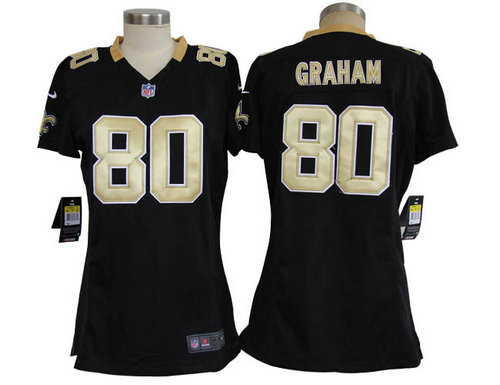 Womens Nike New Orleans Saints 80 Graham Black Nike NFL Jerseys