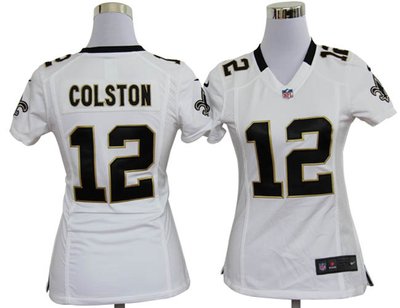 Women Nike New Orleans Saints 12 Marques Colston White Jerseys