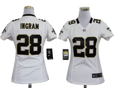 Women Nike New Orleans Saints 28 Mark Ingram White Jerseys