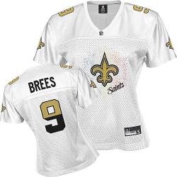 New Orleans saints #9 Brees White Fem Fan Women Jerseys