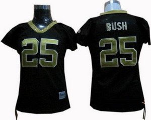New Orleans Saints 25 Reggie Bush black Womens Field Flirt Fashion Jersey