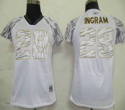 Women New Orleans Saints 28 Ingram White Zebra Field Flirt Fashion Jerseys