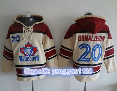 Blue Jays #20 Josh Donaldson Cream Sawyer Hooded Sweatshirt MLB Hoodie