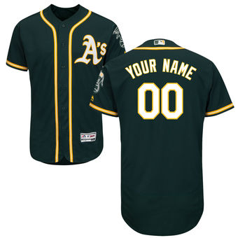 Men's Oakland Athletics Majestic Alternate Green Flex Base Authentic Collection Custom Jersey Men's Oakland Athletics Majestic Alternate Green Flex Base Authentic Collection Custom Jersey