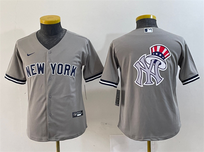 Youth New York Yankees Gray Team Big Logo Cool Base Stitched Baseball Jersey 4 Youth New York Yankees Gray Team Big Logo Cool Base Stitched Baseball Jersey 4