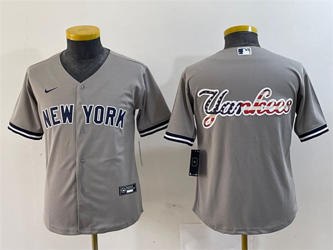 Youth New York Yankees Gray Team Big Logo Cool Base Stitched Baseball Jersey 1 Youth New York Yankees Gray Team Big Logo Cool Base Stitched Baseball Jersey 1