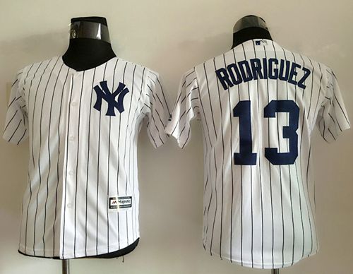 Yankees #13 Alex Rodriguez White Name Back Stitched Youth MLB Jersey Yankees #13 Alex Rodriguez White Name Back Stitched Youth MLB Jersey