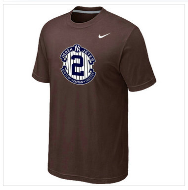 New Derek Jeter New York Yankees Official Final Season Commemorative Logo T-Shirt Dark Brown New Derek Jeter New York Yankees Official Final Season Commemorative Logo T-Shirt Dark Brown
