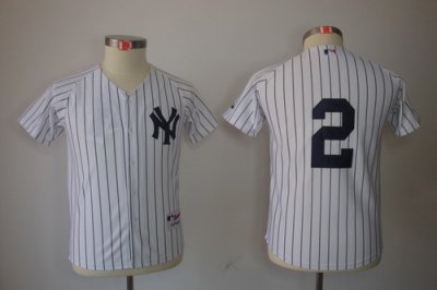 Kids New York Yankees 2# Derek Jeter White Jerseys(Black Stripe) Kids New York Yankees 2# Derek Jeter White Jerseys(Black Stripe)