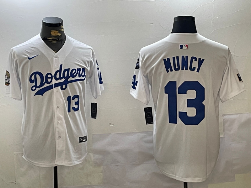 Men's Los Angeles Dodgers #13 Max Muncy White 2024 World Series With Fernando Memorial Patch Home Limited Stitched Baseball Jersey 3 Men's Los Angeles Dodgers #13 Max Muncy White 2024 World Series With Fernando Memorial Patch Home Limited Stitched Baseball Jersey 3