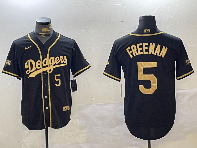Men's Los Angeles Dodgers #5 Freddie Freeman Black Gold 2024 World Series Champions Limited Stitched Baseball Jersey 7 Men's Los Angeles Dodgers #5 Freddie Freeman Black Gold 2024 World Series Champions Limited Stitched Baseball Jersey 7