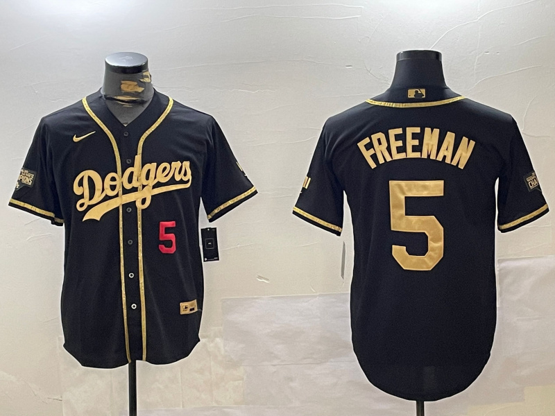 Men's Los Angeles Dodgers #5 Freddie Freeman Black Gold 2024 World Series Champions Limited Stitched Baseball Jersey 5 Men's Los Angeles Dodgers #5 Freddie Freeman Black Gold 2024 World Series Champions Limited Stitched Baseball Jersey 5