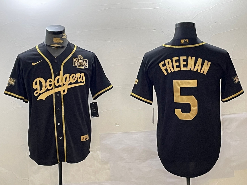 Men's Los Angeles Dodgers #5 Freddie Freeman Black Gold 2024 World Series Champions Limited Stitched Baseball Jersey 3 Men's Los Angeles Dodgers #5 Freddie Freeman Black Gold 2024 World Series Champions Limited Stitched Baseball Jersey 3