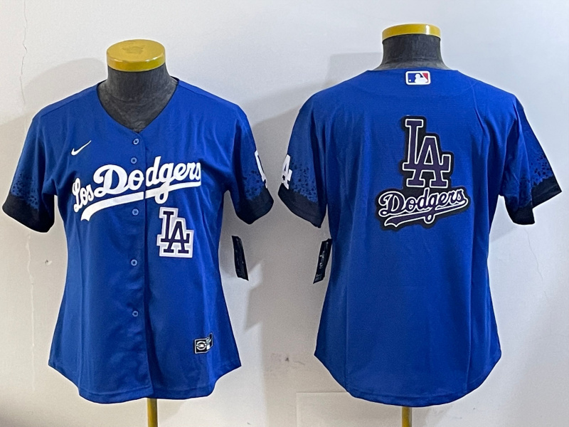 Women's Los Angeles Dodgers Blank Blue 2024 World Series With No. 34 Patch Home Limited Stitched Baseball Jersey(Run Small) 9 Women's Los Angeles Dodgers Blank Blue 2024 World Series With No. 34 Patch Home Limited Stitched Baseball Jersey(Run Small) 9