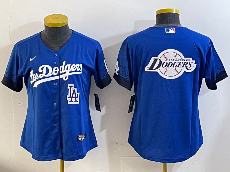 Women's Los Angeles Dodgers Blank Blue 2024 World Series With No. 34 Patch Home Limited Stitched Baseball Jersey(Run Small) 8 Women's Los Angeles Dodgers Blank Blue 2024 World Series With No. 34 Patch Home Limited Stitched Baseball Jersey(Run Small) 8