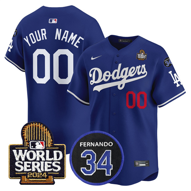 Men's Los Angeles Dodgers ACTIVE PLAYER Custom Royal 2024 World Series With Fernando Memorial Patch Limited Stitched Baseball Jersey Men's Los Angeles Dodgers ACTIVE PLAYER Custom Royal 2024 World Series With Fernando Memorial Patch Limited Stitched Baseball Jersey