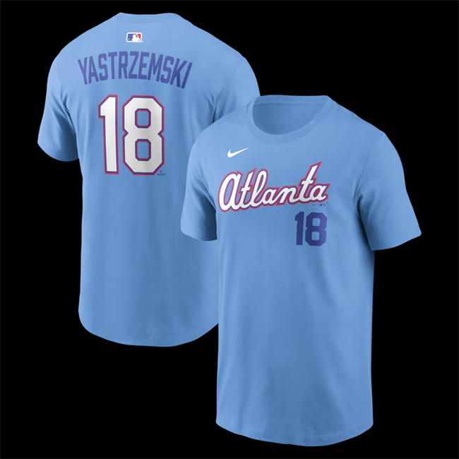 Men's Atlanta Braves #18 Mike Yastrzemski Powder Blue 2026 City Connect T-Shirt