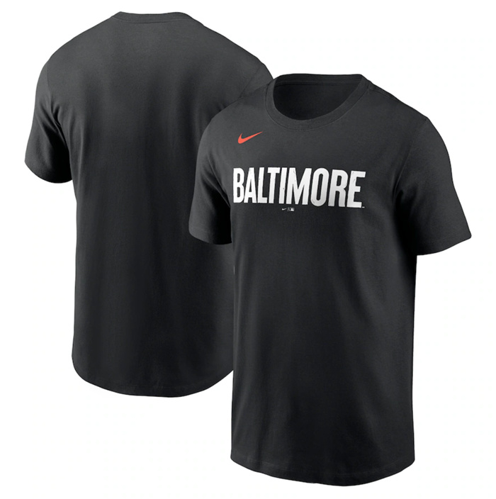 Men's Baltimore Orioles Black 2023 City Connect Wordmark T-Shirt Men's Baltimore Orioles Black 2023 City Connect Wordmark T-Shirt