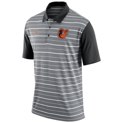 Men's Baltimore Orioles Nike Gray Dri-FIT Stripe Polo Men's Baltimore Orioles Nike Gray Dri-FIT Stripe Polo