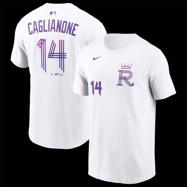 Men's Kansas City Royals #14 Jac Caglianone White 2026 City Connect Name & Number T-Shirt