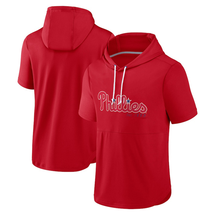 Men's Philadelphia Phillies Red Sideline Training Hooded Performance T-Shirt Men's Philadelphia Phillies Red Sideline Training Hooded Performance T-Shirt