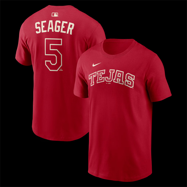 Men's Texas Rangers #5 Corey Seager Red 2026 City Connect Name & Number T-Shirt
