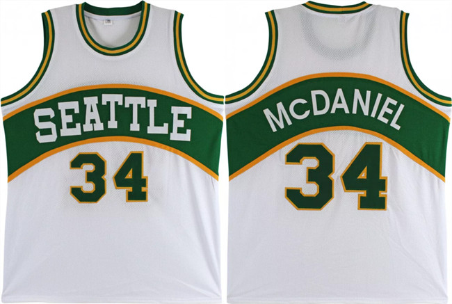 Men's Seattle Supersonics #34 Xavier McDaniel White Stitched Basketball Jersey Men's Seattle Supersonics #34 Xavier McDaniel White Stitched Basketball Jersey