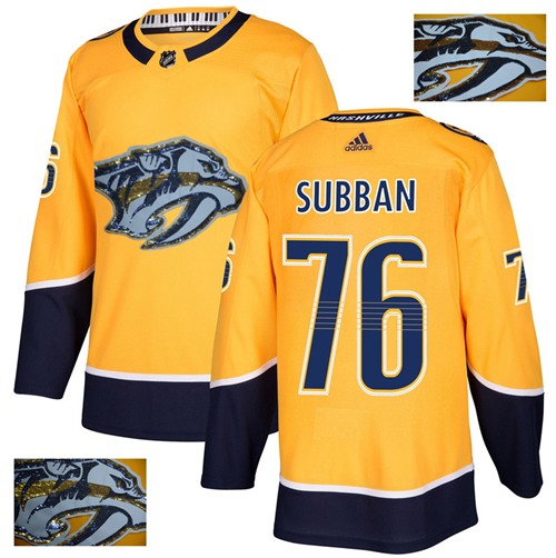 Adidas Predators #76 P.K Subban Yellow Home Authentic Fashion Gold Stitched NHL Jersey Adidas Predators #76 P.K Subban Yellow Home Authentic Fashion Gold Stitched NHL Jersey