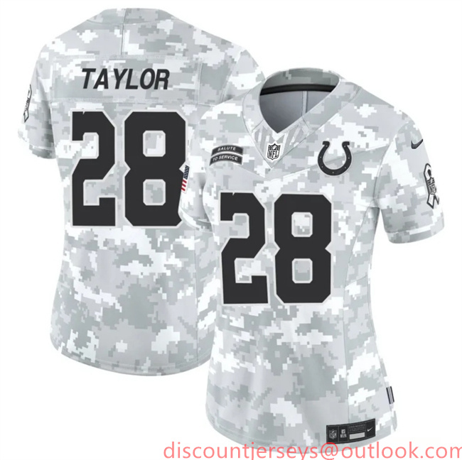 Women's Indianapolis Colts #28 Jonathan Taylor 2024 F.U.S.E Arctic Camo Salute To Service Limited Stitched Jersey(Run Small) Women's Indianapolis Colts #28 Jonathan Taylor 2024 F.U.S.E Arctic Camo Salute To Service Limited Stitched Jersey(Run Small)