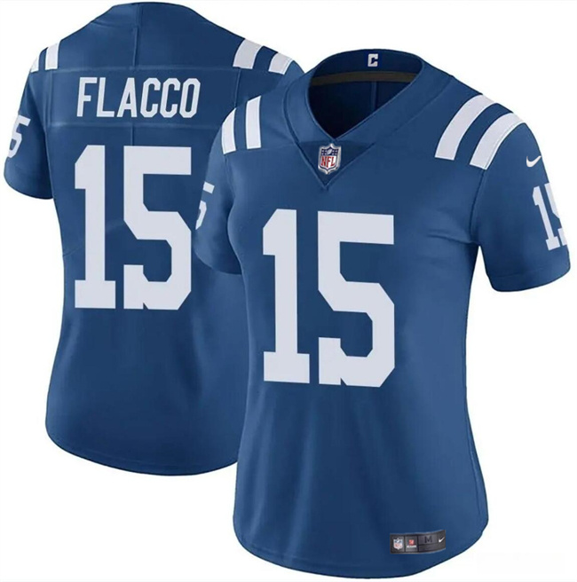 Women's Indianapolis Colts #15 Joe Flacco Blue Vapor Stitched Jersey(Run Small) Women's Indianapolis Colts #15 Joe Flacco Blue Vapor Stitched Jersey(Run Small)